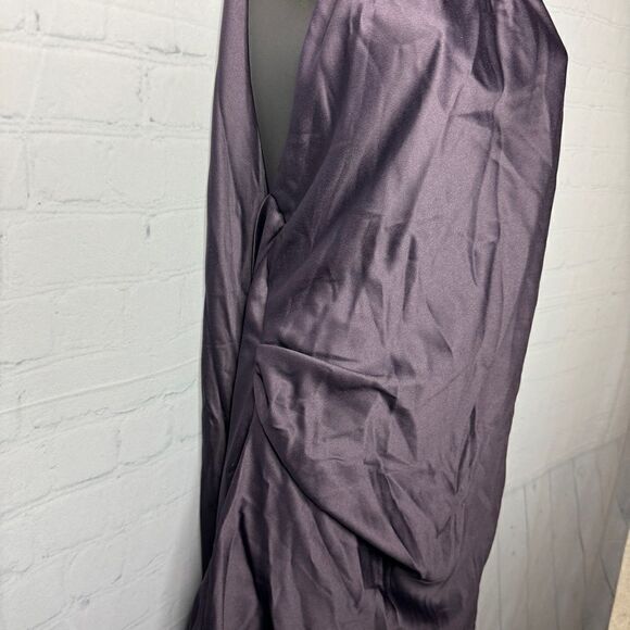 NEW House of CB purple satin draped open back mini dress size L+ - Picture 6 of 11